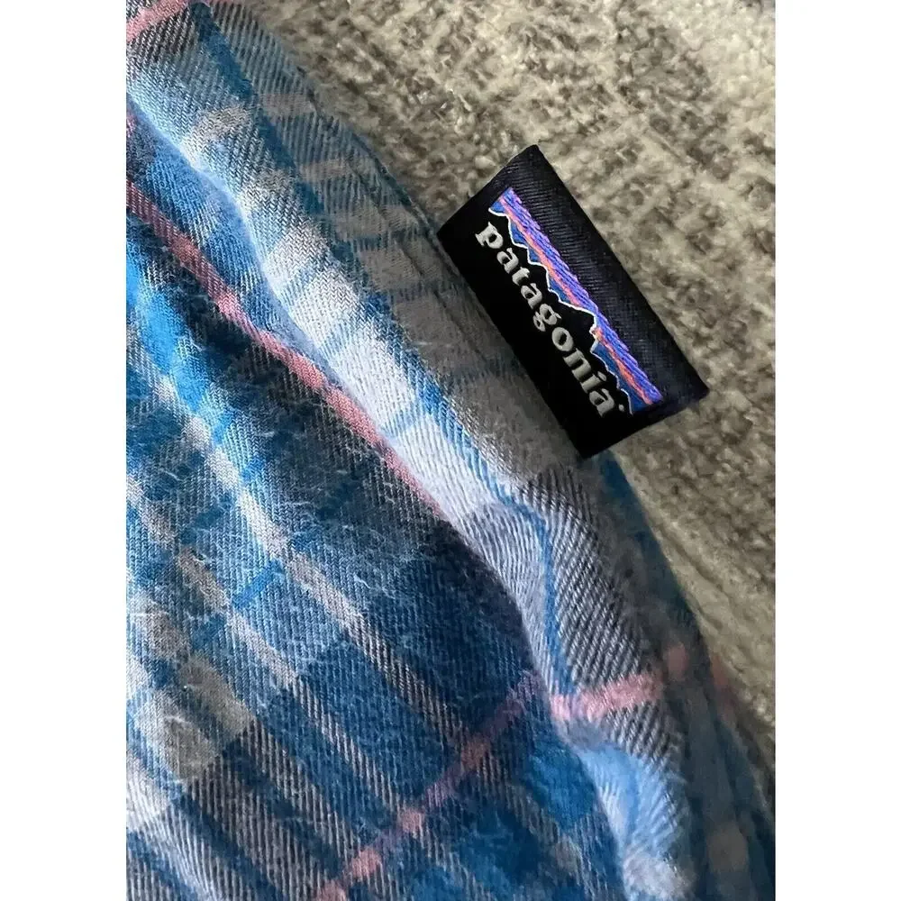 PATAGONIA Vintage Blue Plaid Flannel Button Down Organic Cotton Shirt - Picture 4 of 7